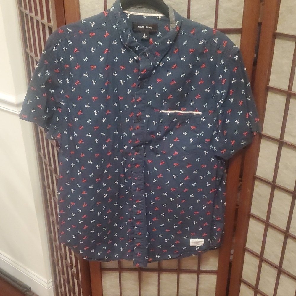 Adam Levine Collection Blue and Red Casual Button Down Shirt